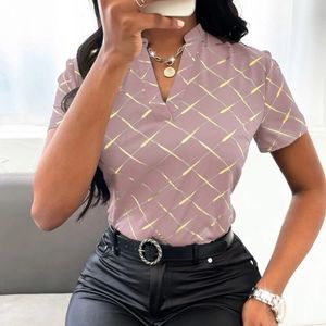 COPY - Random Gold Argyle Print
Notched Neckline Blouse